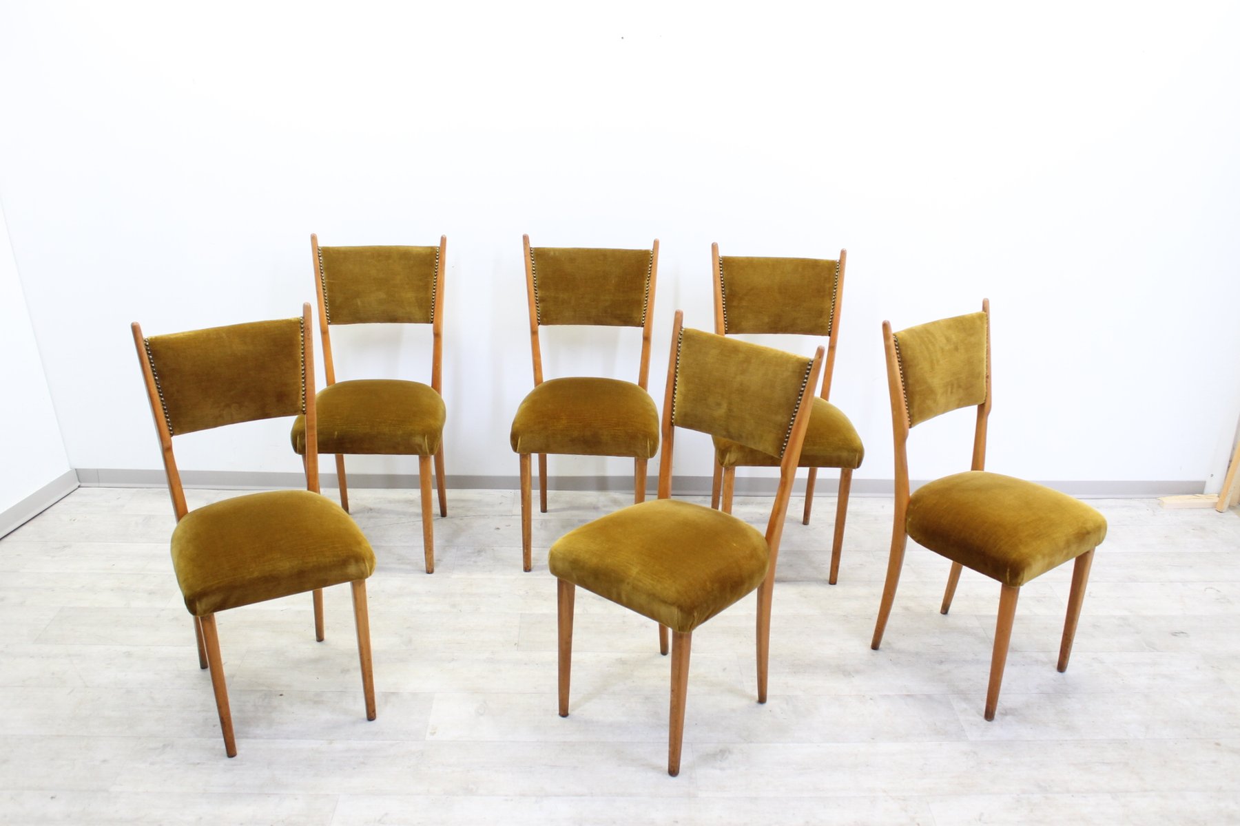 Italienische Mid Century Eichenholz Esszimmersthle 6er Set Bei