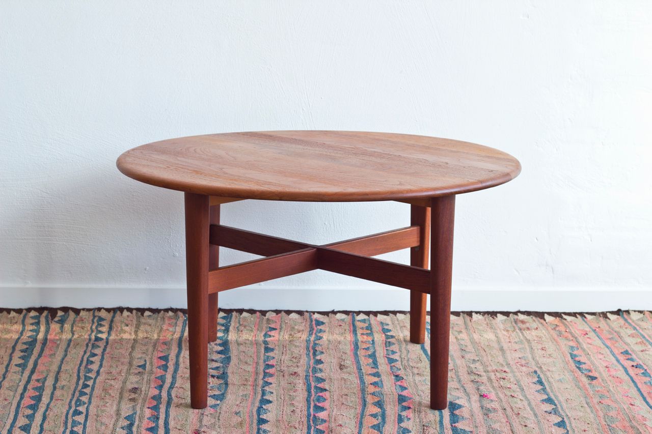Skandinavischer runder couchtisch aus teakholz bei pamono kaufen Runder couchtisch
