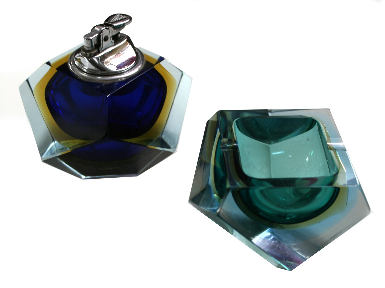 Murano Glass Lighter and Ashtray Set from Mandruzzato, 1960s for sale