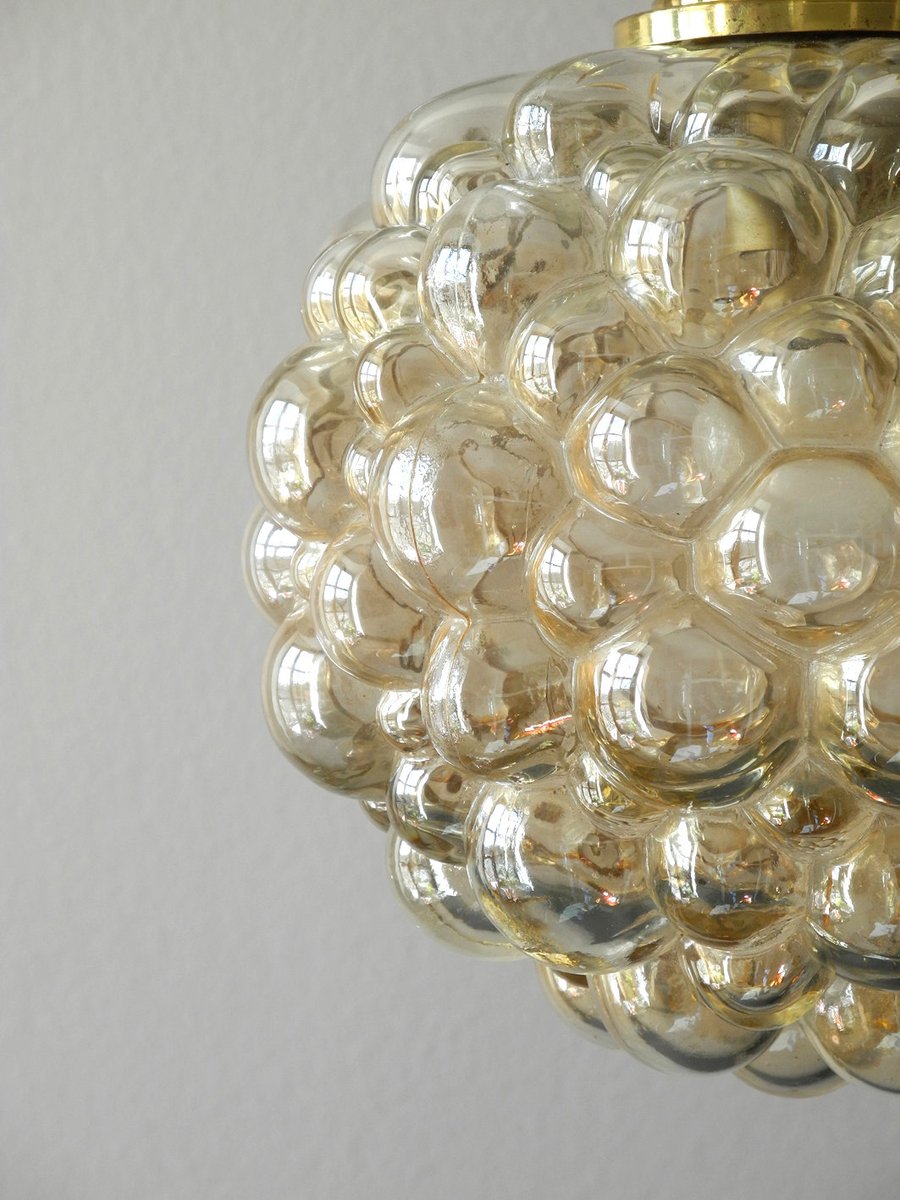 Grande lampe à suspension en verre bullé par helena tynell pour ...