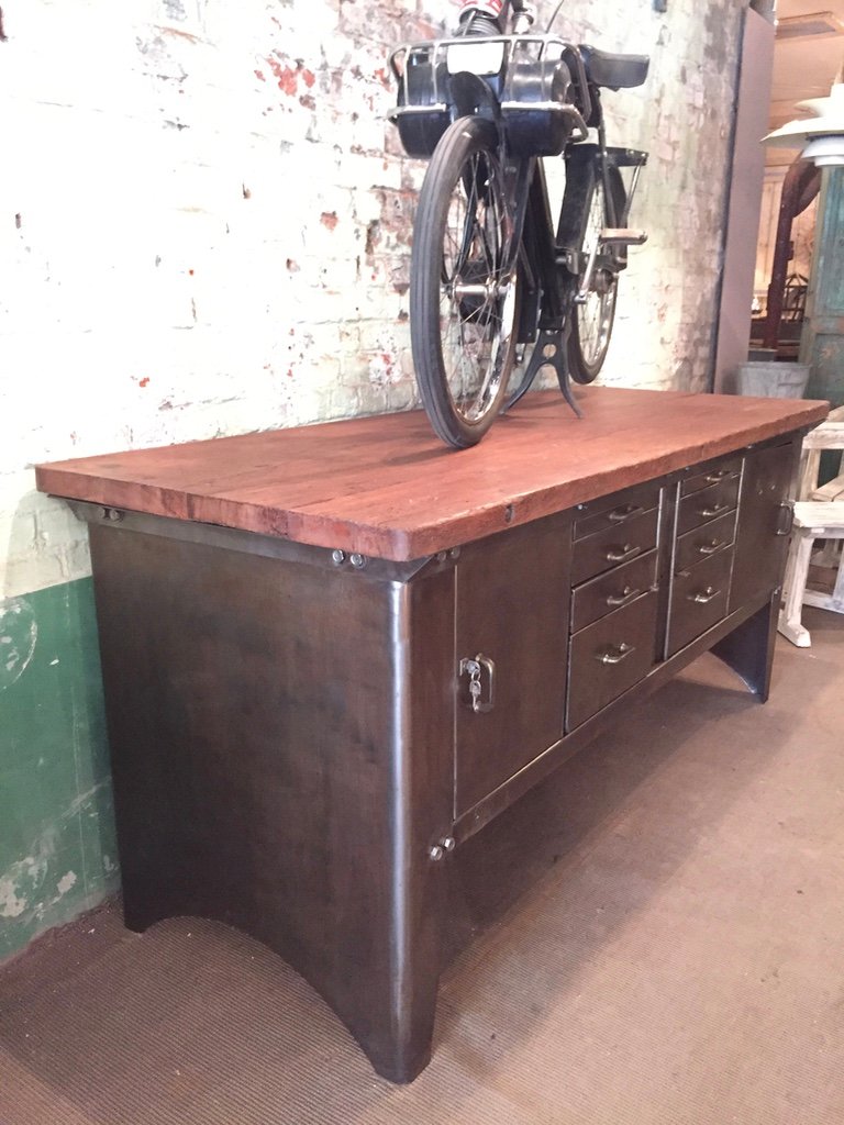 Vintage Industrial Metal Sideboard from Atelier Biguet for sale at Pamono