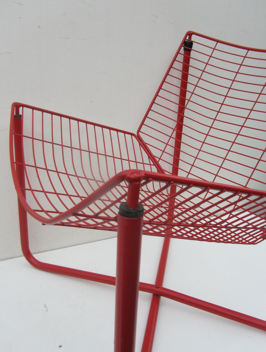 Red Metal Wire Jarpen Chairs by Niels Gammelgaard for Ikea, 1983, Set