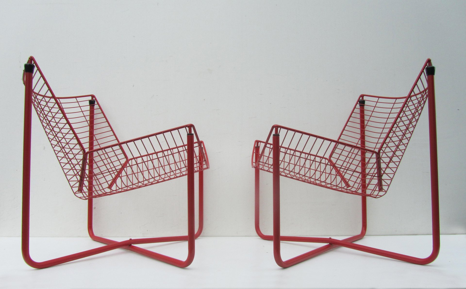 Red Metal Wire Jarpen Chairs by Niels Gammelgaard for Ikea, 1983, Set