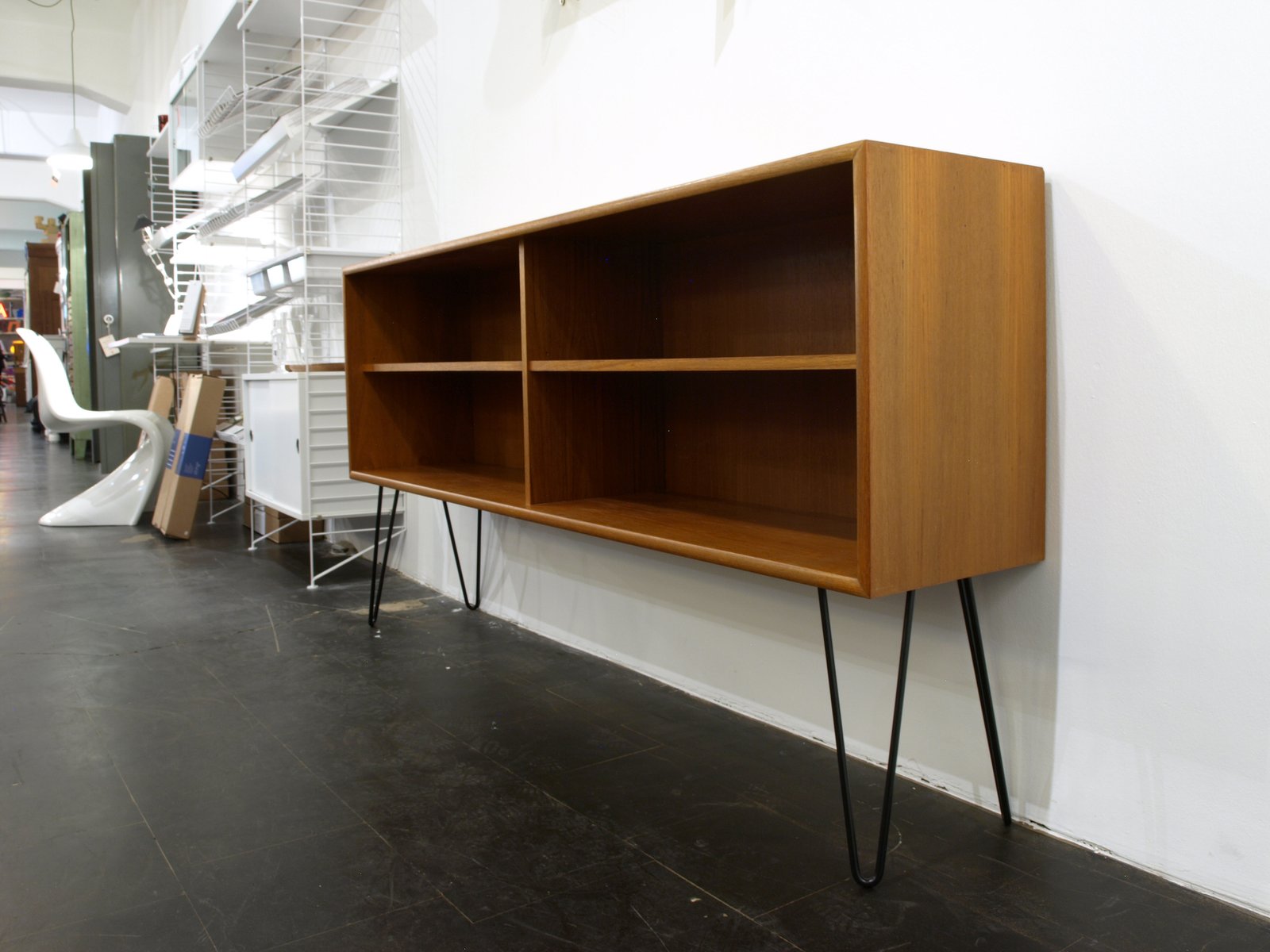 Mid Century Teak Shelves With Hairpin Legs From WK Mbel For Sale