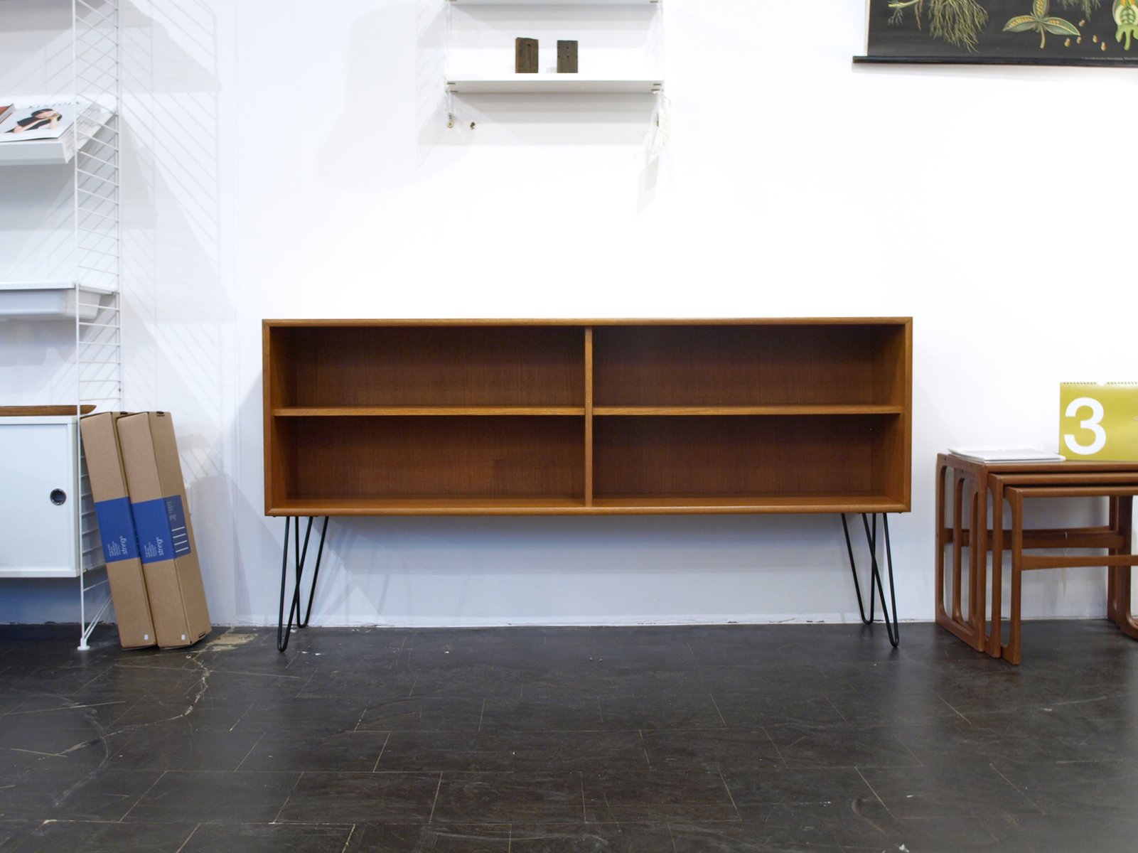 Mid Century Teak Shelves With Hairpin Legs From WK Mbel For Sale