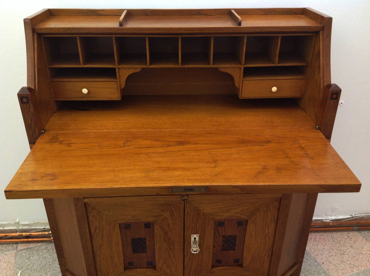 Antique Oak Secretary Desk for sale at Pamono