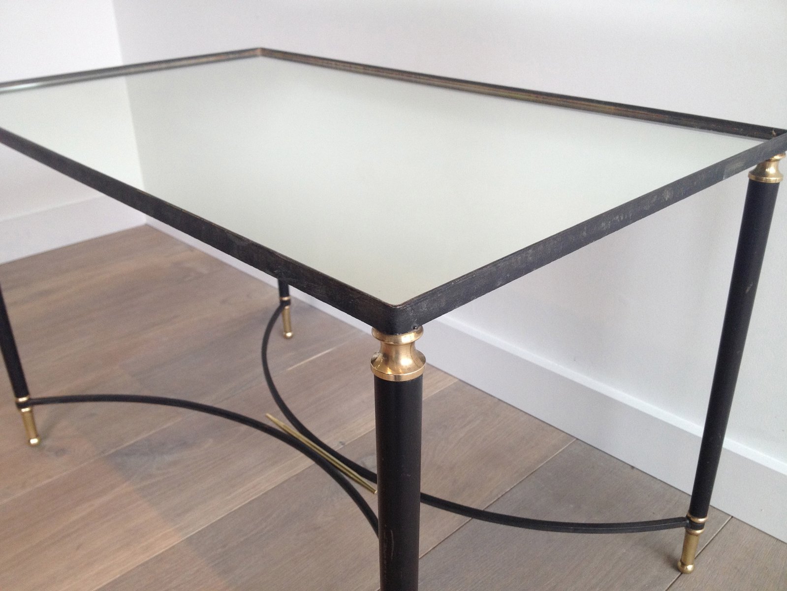 black lacquered metal and brass coffee table, 1950s for sale at pamono black lacquered metal and brass coffee table, 1950s for sale at pamono
