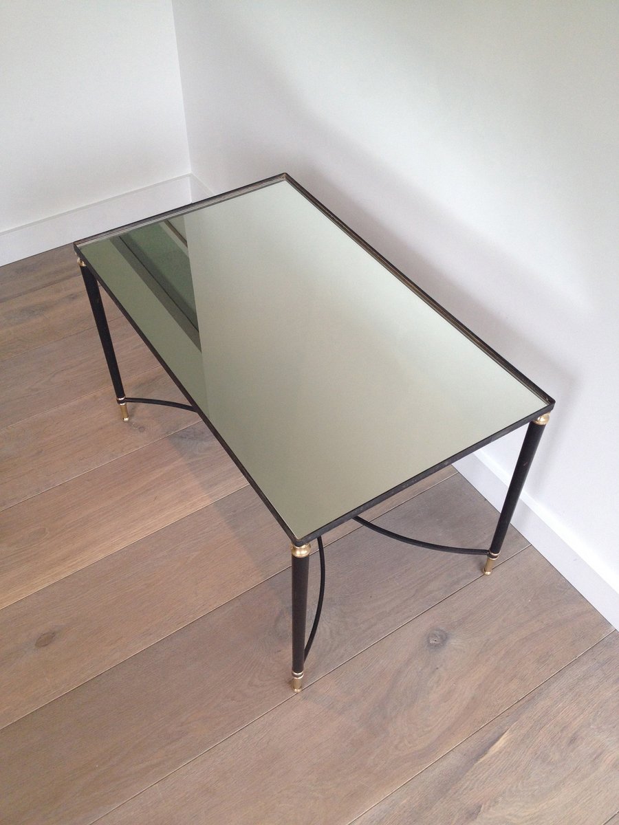black lacquered metal and brass coffee table, 1950s for sale at pamono black lacquered metal and brass coffee table, 1950s for sale at pamono