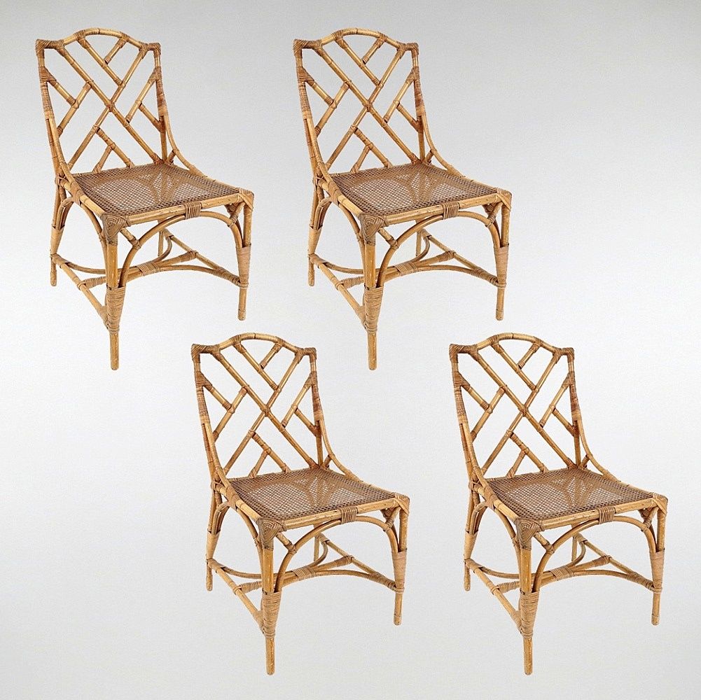 Vintage Dutch Bamboo Dining Chairs, Set of 4 for sale at Pamono