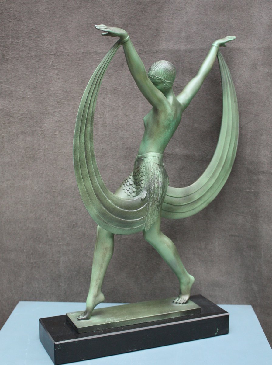 Lysis Art Deco Metal Sculpture by Fayral, 1930s for sale at Pamono