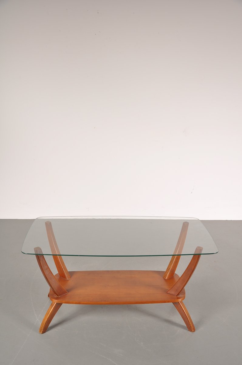 Mid Century Teak & Glass Coffee Table for sale at Pamono