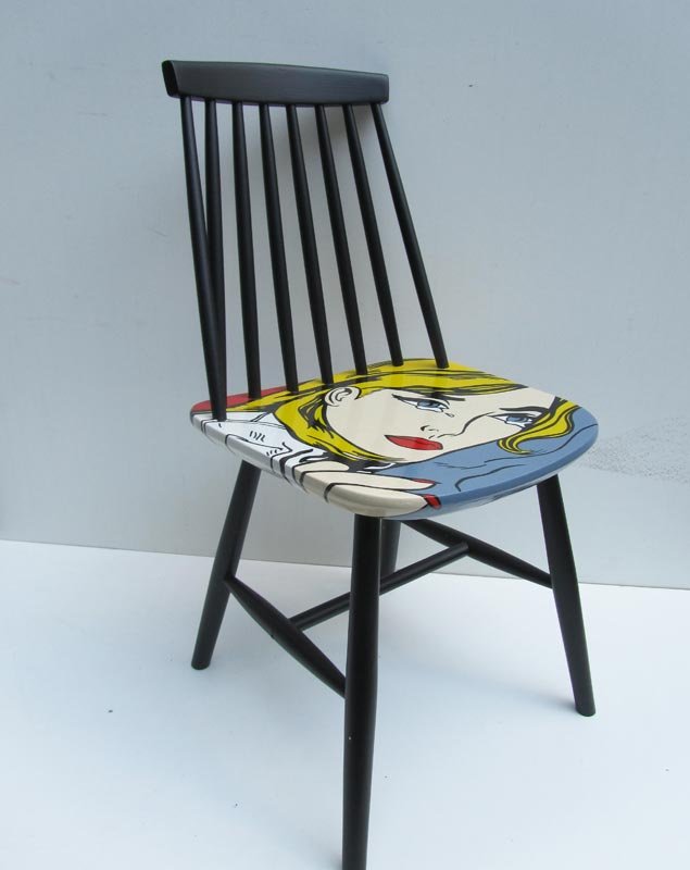 Hand Painted Pop Art Chairs from Pastoe, 1960s, Set of 3 for sale at Pamono