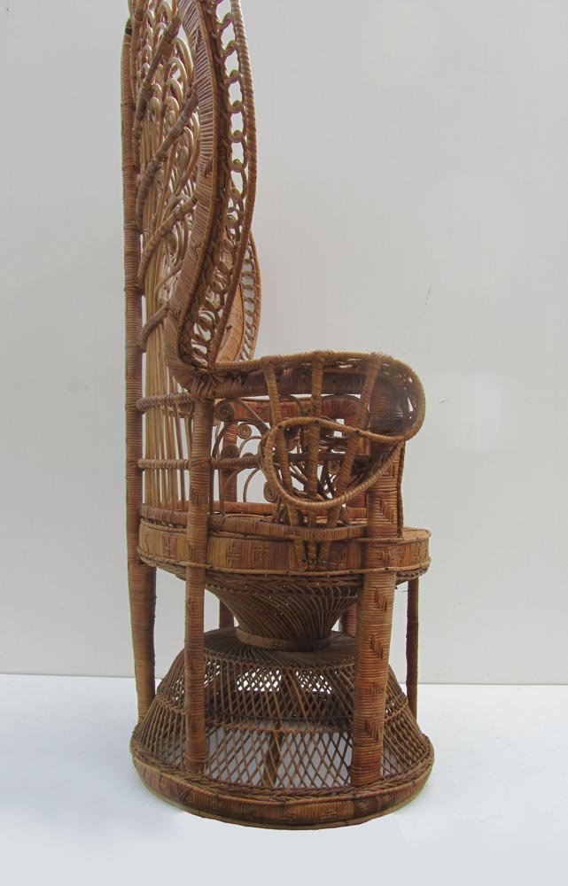 Vintage Emmanuelle High Back Rattan Chair, 1970s for sale