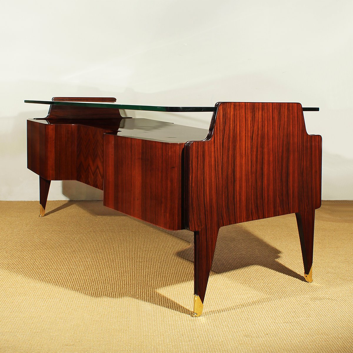 Vintage Rosewood & Glass Desk, 1940 for sale at Pamono