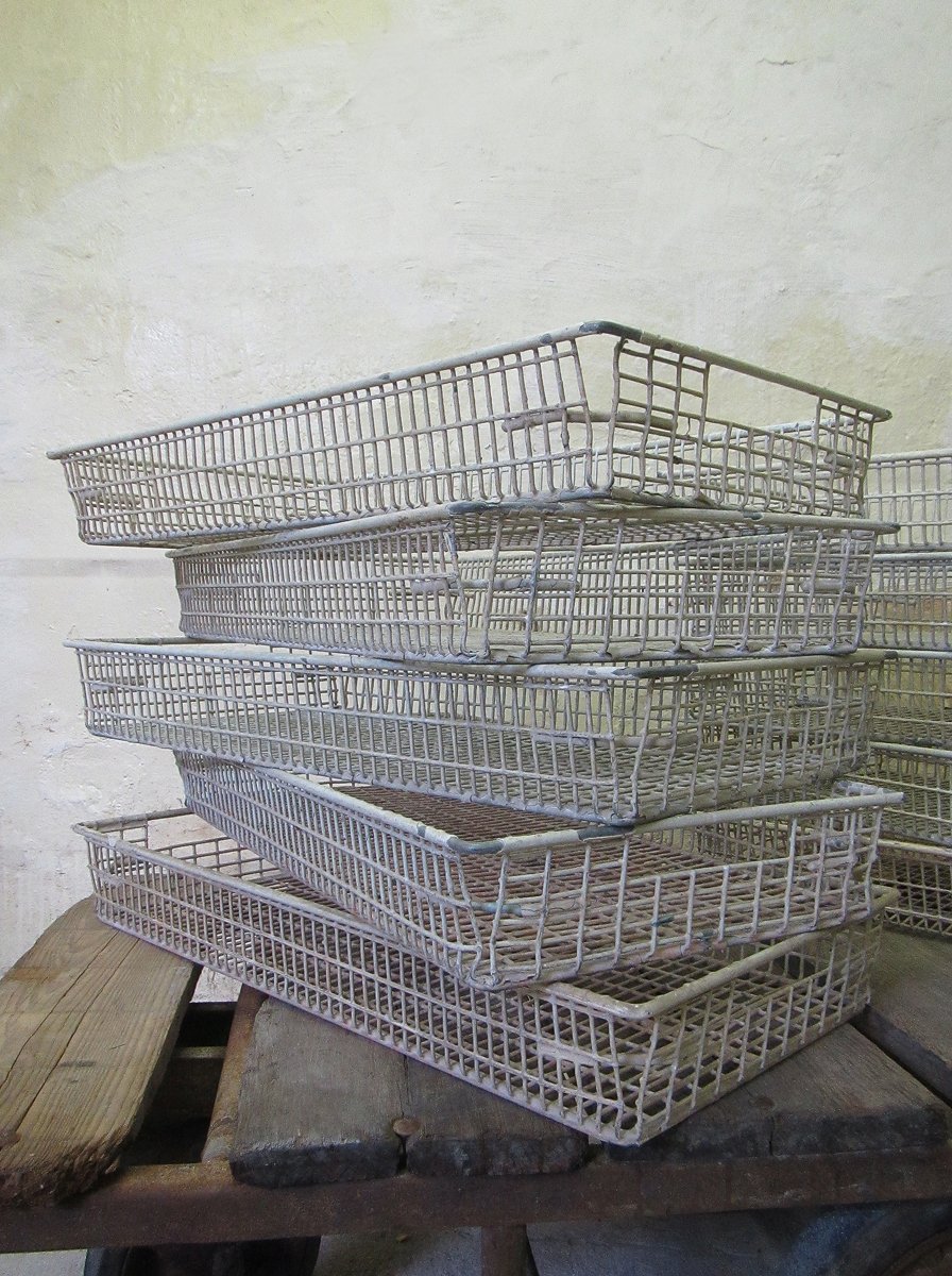 Industrial Metal Baskets, 1950s, Set of 10 for sale at Pamono