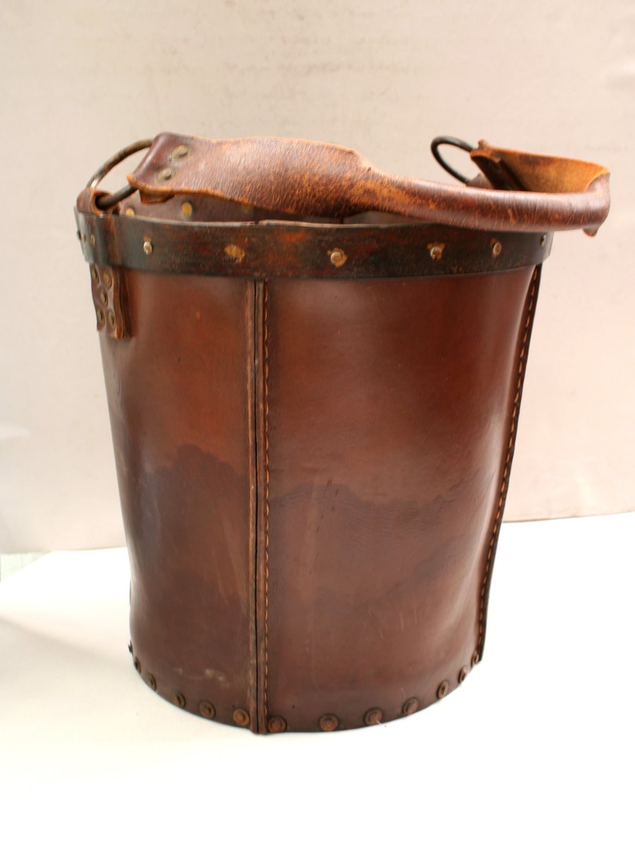 Vintage Leather Waste Basket for sale at Pamono