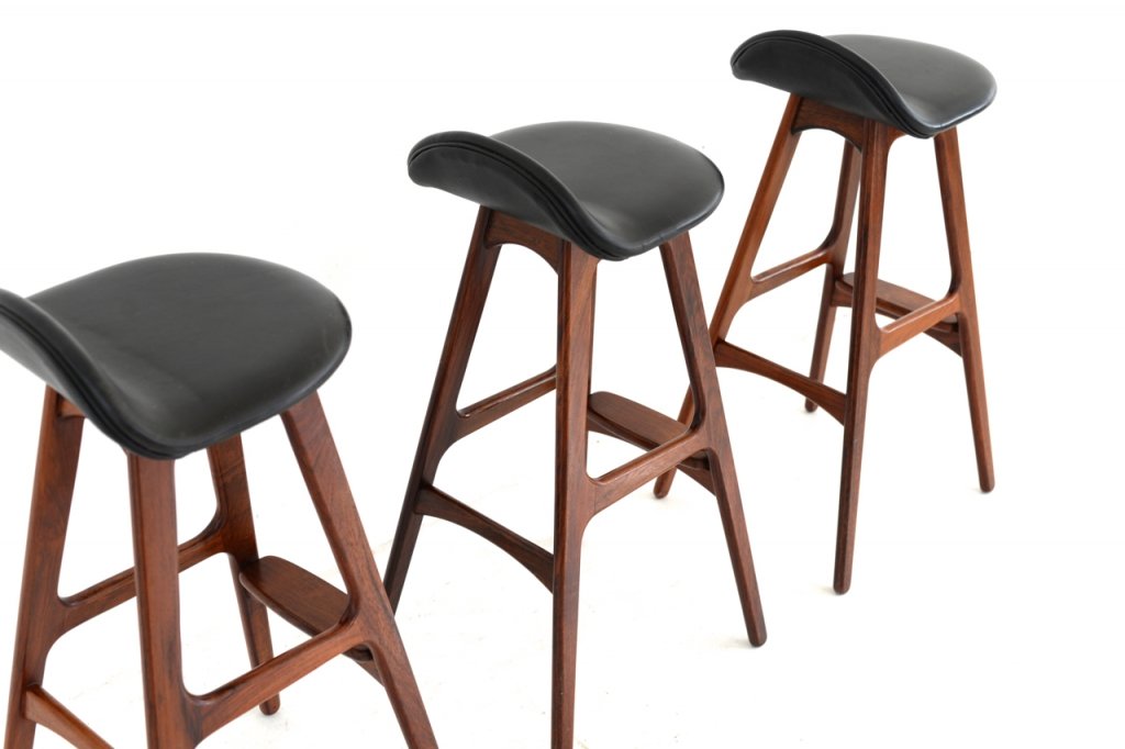 Rosewood Bar Stools by Erik Buck for Odense, Set of 3 for sale at 