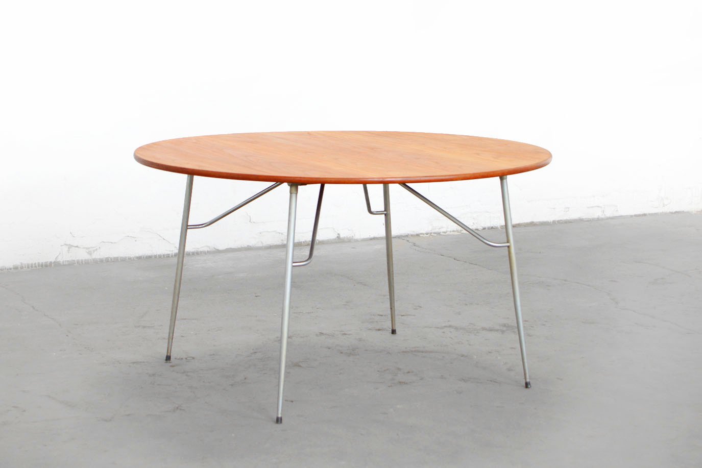 Stainless Steel amp; Teak Round Dining Table by Børge Mogensen for 