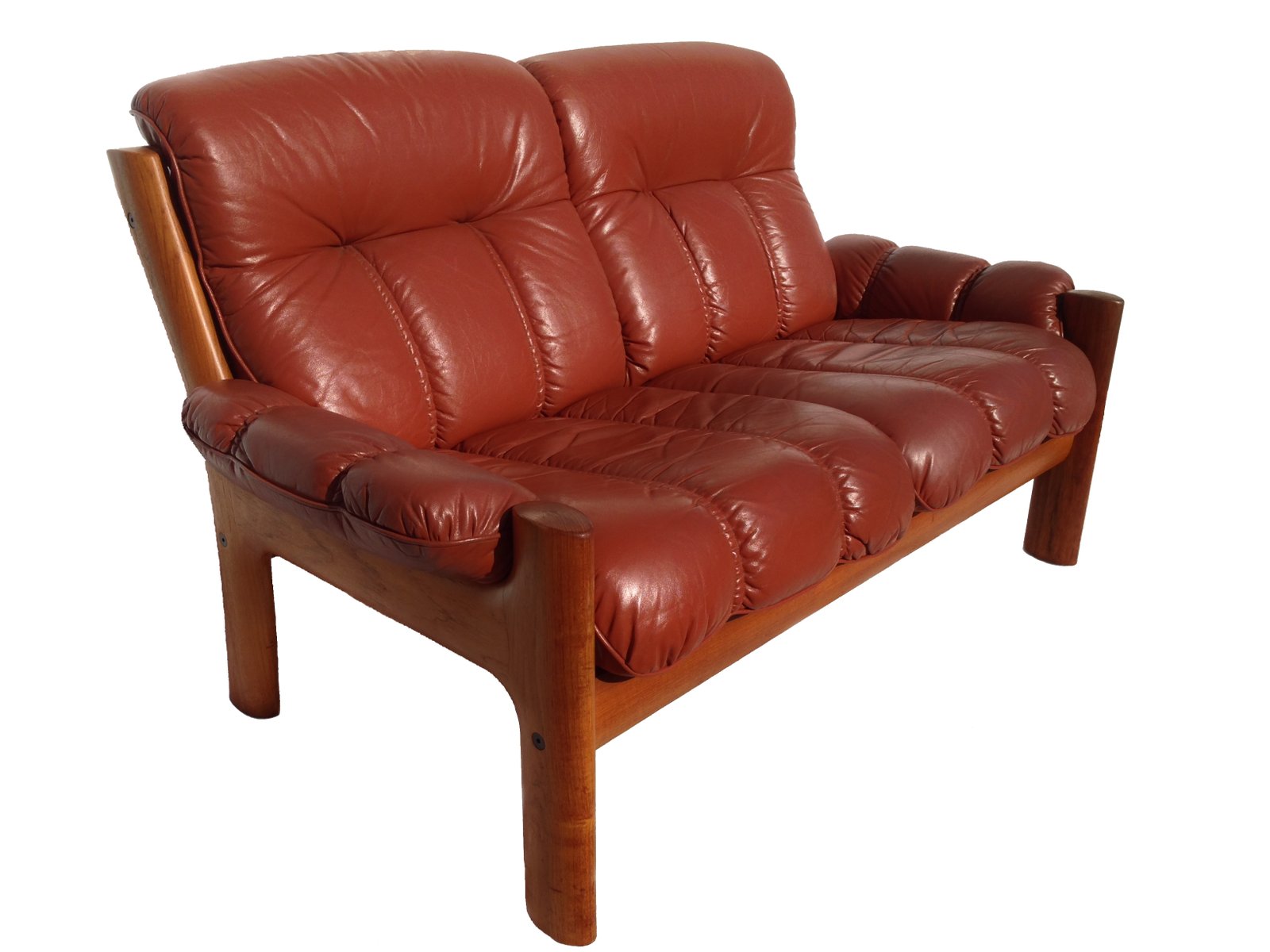 Vintage 2 Seater Leather Sofa from Glostrup Mobelfabrik 1970s for