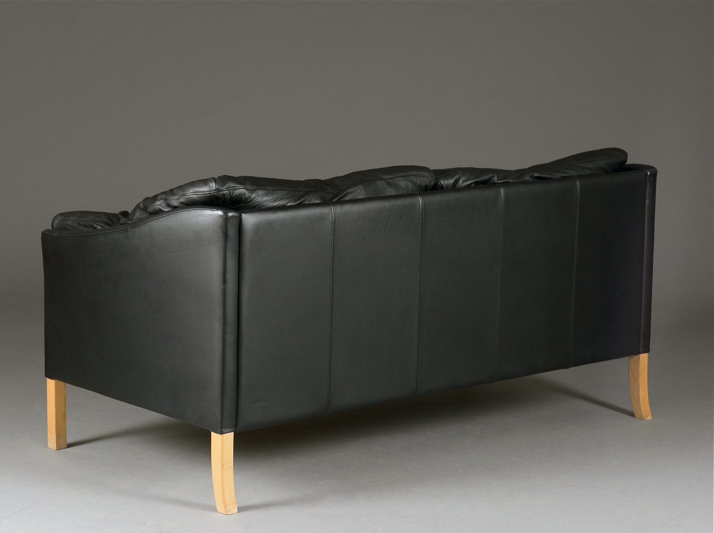 Danish Black Leather Sofa 1980s for sale at Pamono