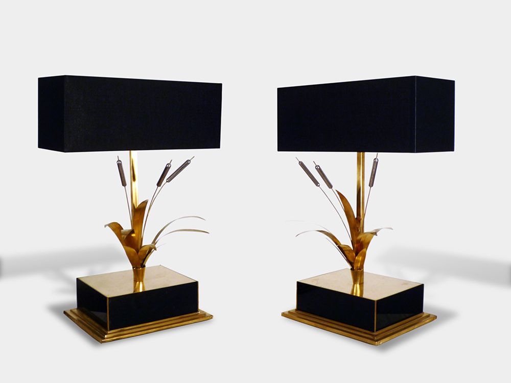 Brass and Steel Table Lamps, 1960s, Set of 2 for sale at Pamono
