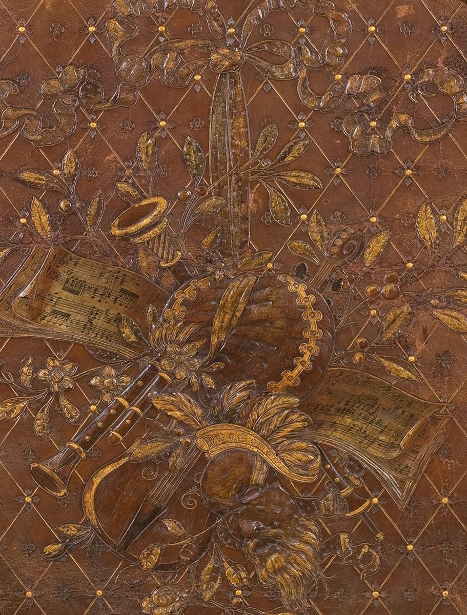 Antique French Embossed Leather Wall Panel, 19th Century for sale at Pamono