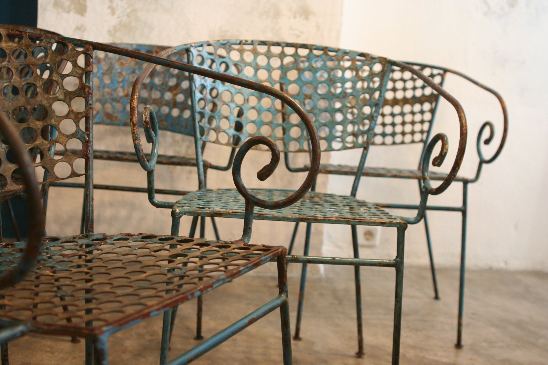 Vintage Iron Chairs, Set of 6 for sale at Pamono
