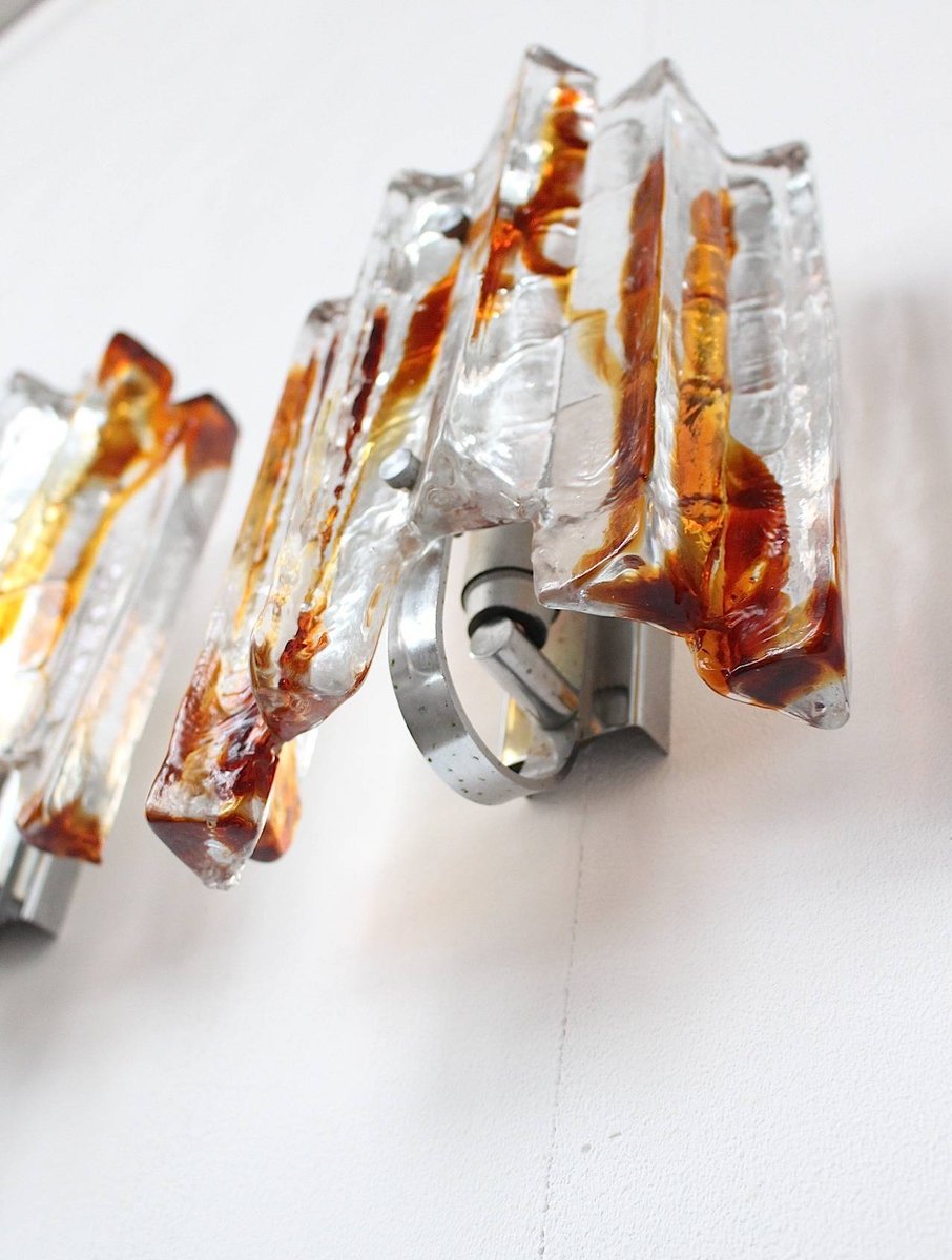 Vintage Sculptural Murano Glass Wall Sconce from Mazzega for sale at Pamono