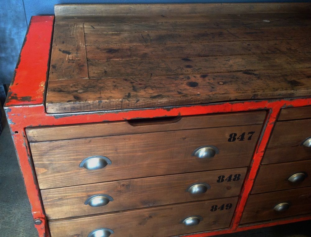 Industrial Steel and Wood Chest of Drawers for sale at Pamono