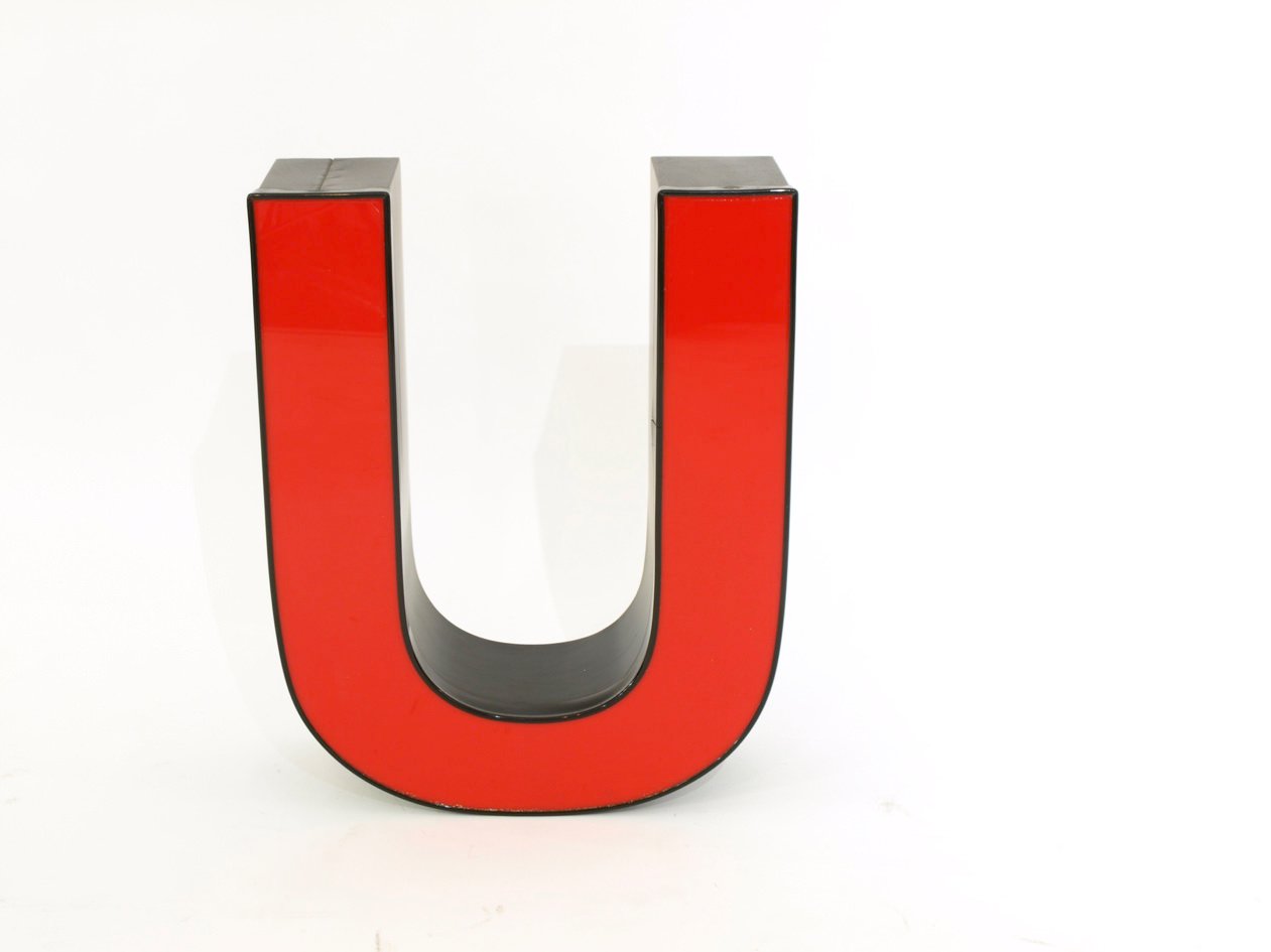 Vintage Red-Black Neon Letter U for sale at Pamono